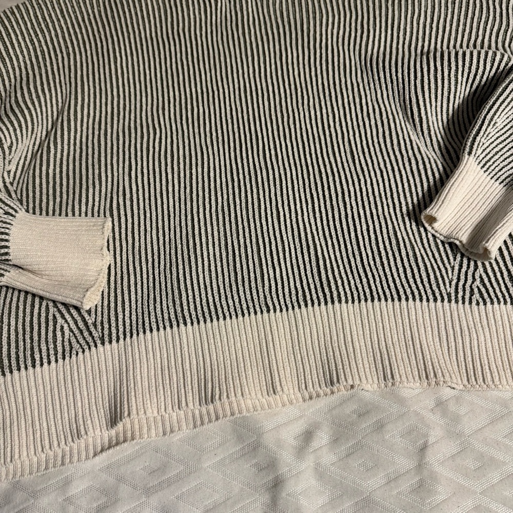 LOWEST PRICE ✨ Aerie Chenille V-Neck Sweater in Cream and Green - Picture 6 of 7